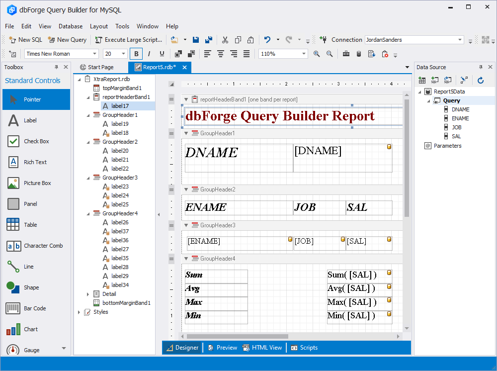 Create data reports with dbForge Query Builder for MySQL