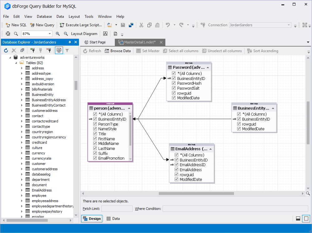 Create master-detail reports with dbForge Query Builder for MySQL