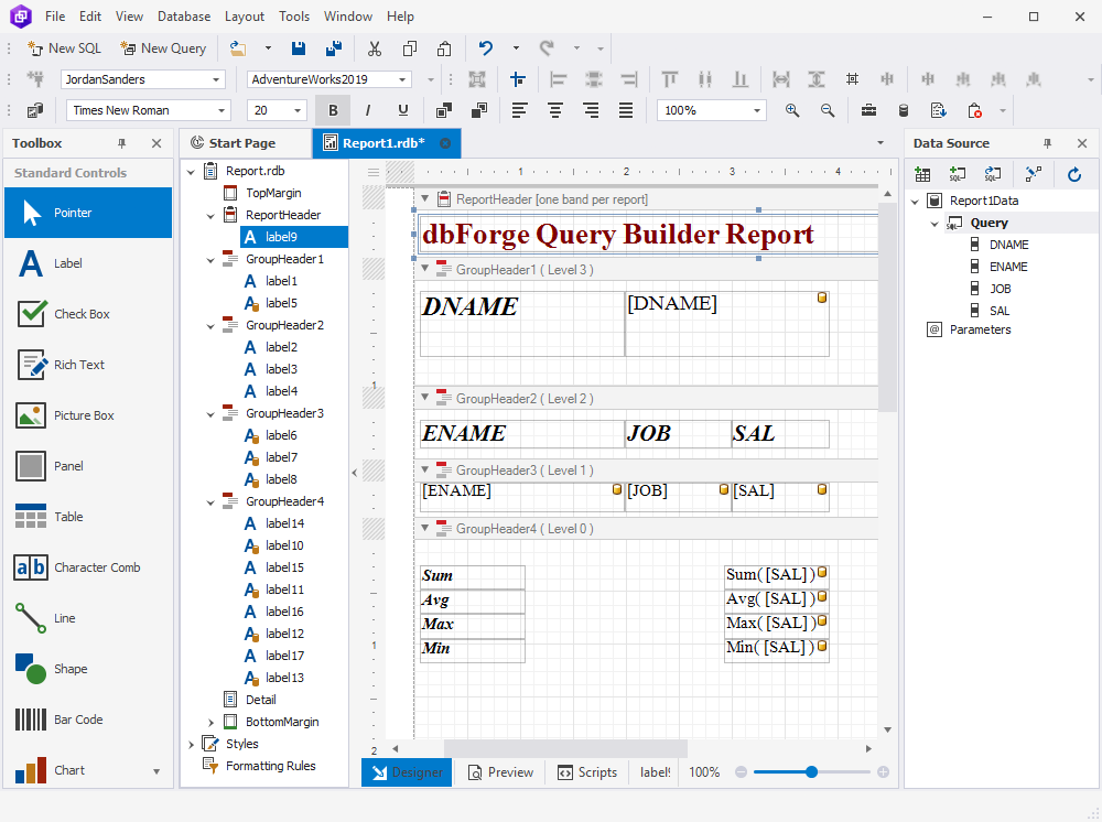 Create data reports with dbForge Studio for SQL Server