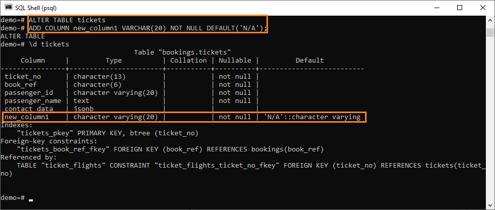 postgresql alter table schema