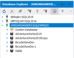 View the created SQL Server connection in Database Explorer of dbForge Studio for SQL Server