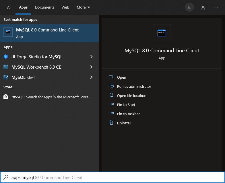 mysql database commands