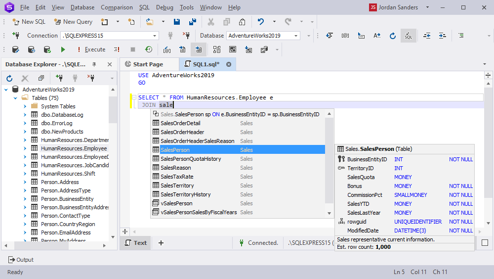 IDE vs code editor: dbForge Studio for SQL Server
