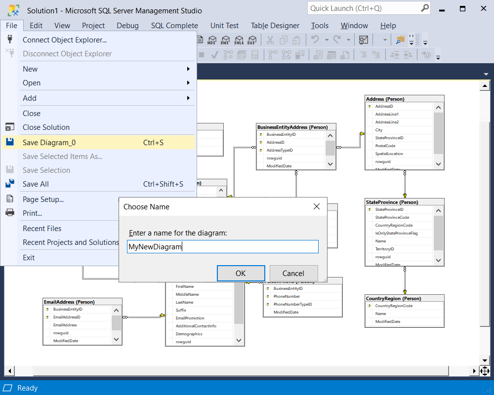 Create ER Diagram for SQL Server Database Using SSMS and SQL Designer