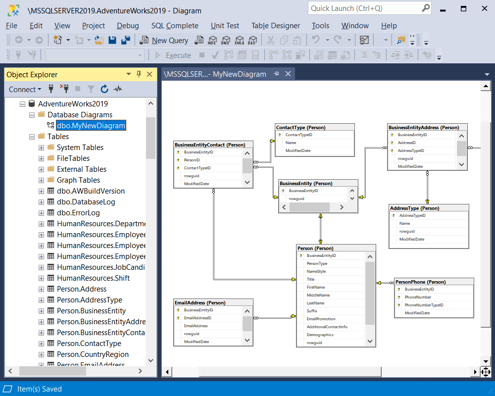 Software to create database diagram - SSMS