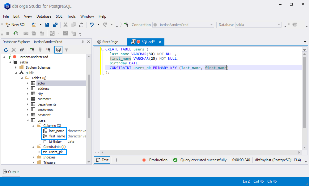 Create Table Postgresql Primary Key