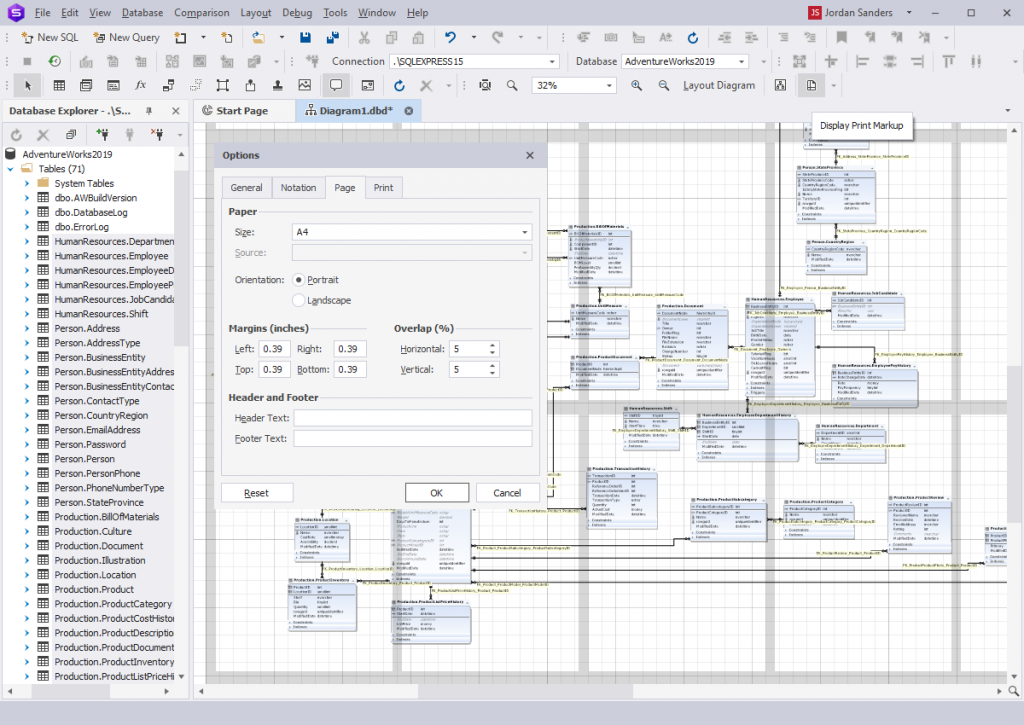 SQL database schema design tool - Print a diagram