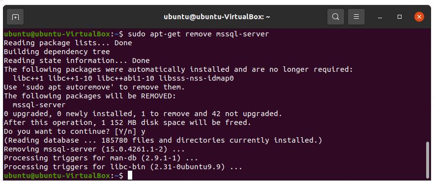 Uninstall SQL Server on Ubuntu