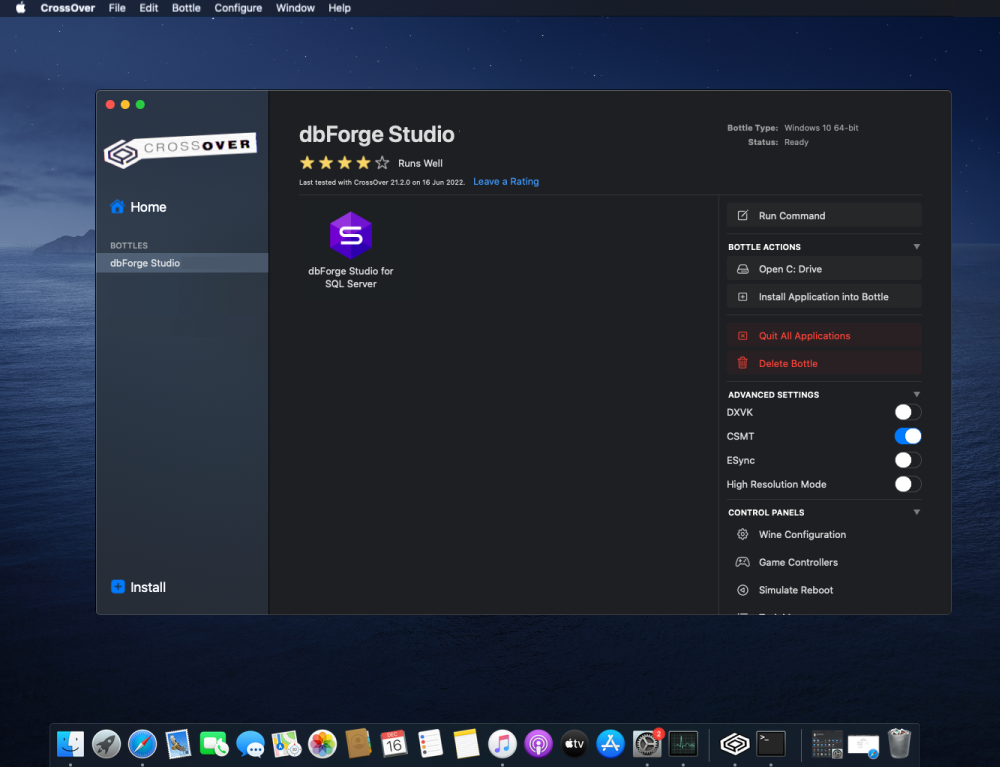 dbForge Studio run on macOS