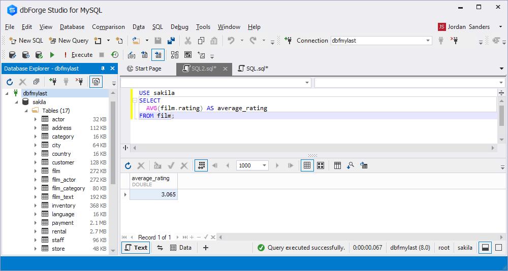 Run the query created by ChatGPT  in dbForge Studio for MySQL
