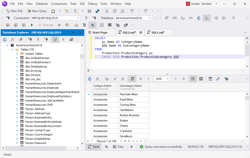 Run the ChatGPT JOIN query in dbForge Studio for SQL Server