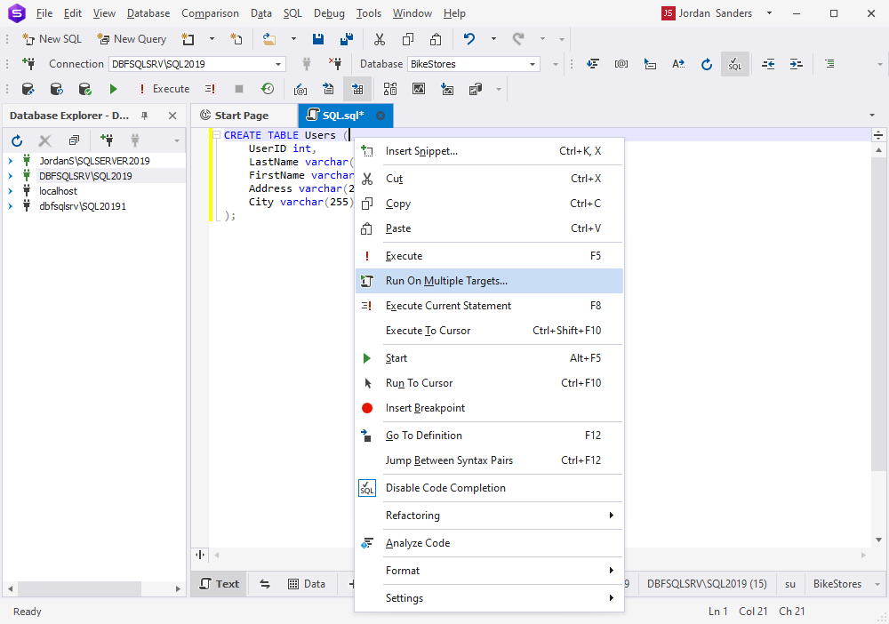 Run On Multiple Targets feature in dbForge Studio for SQL Server