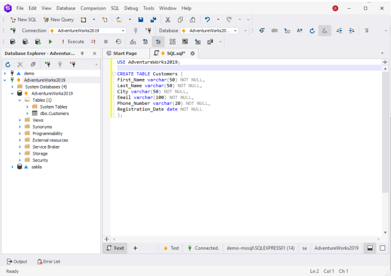 CREATE TABLE in SQL Server – Guide With Examples