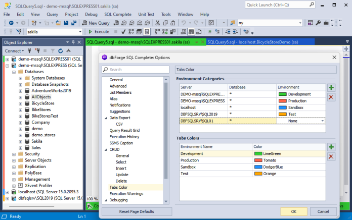 How to Change Tab Colors in SSMS - using SQL Complete