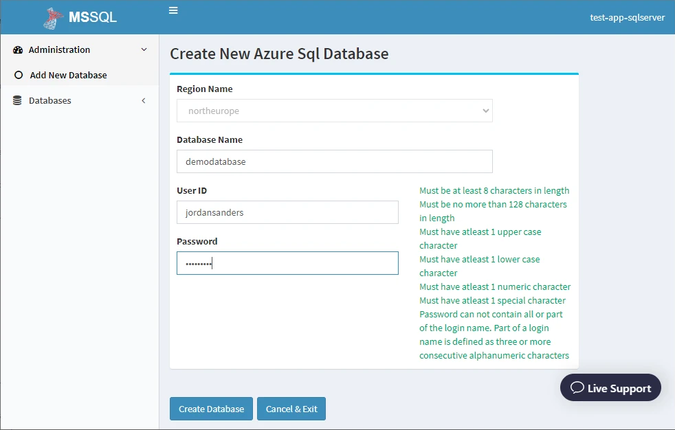 Create New Azure Sql Database