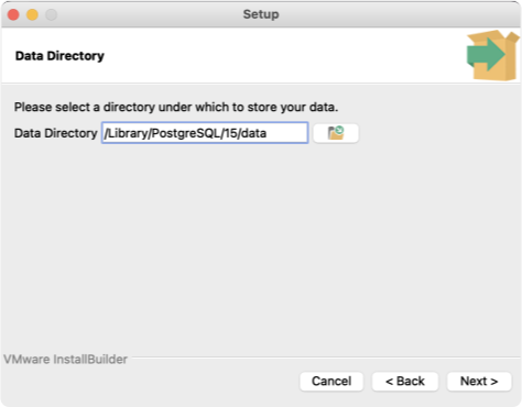 Select a directory under which the database will be stored