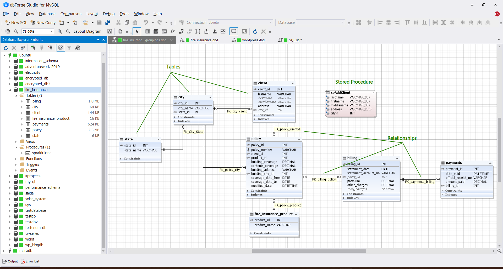 simple database diagram with relationships