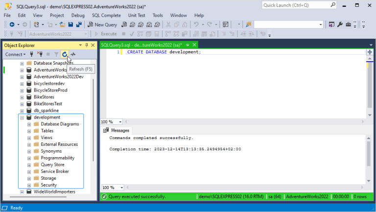 Create a database in SQL Server - 3 best methods