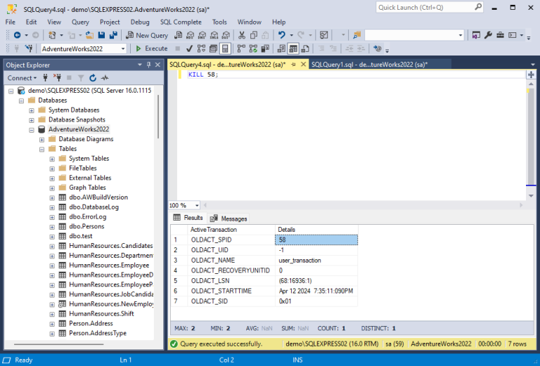 Find and Delete Incomplete Open Transactions in SQL Server