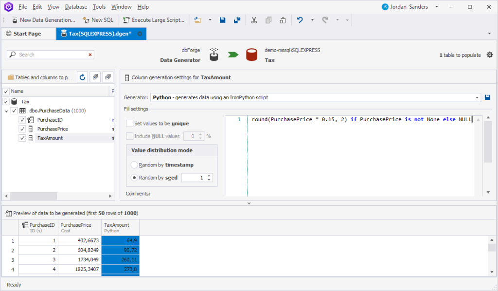 Address NULL values in generated data