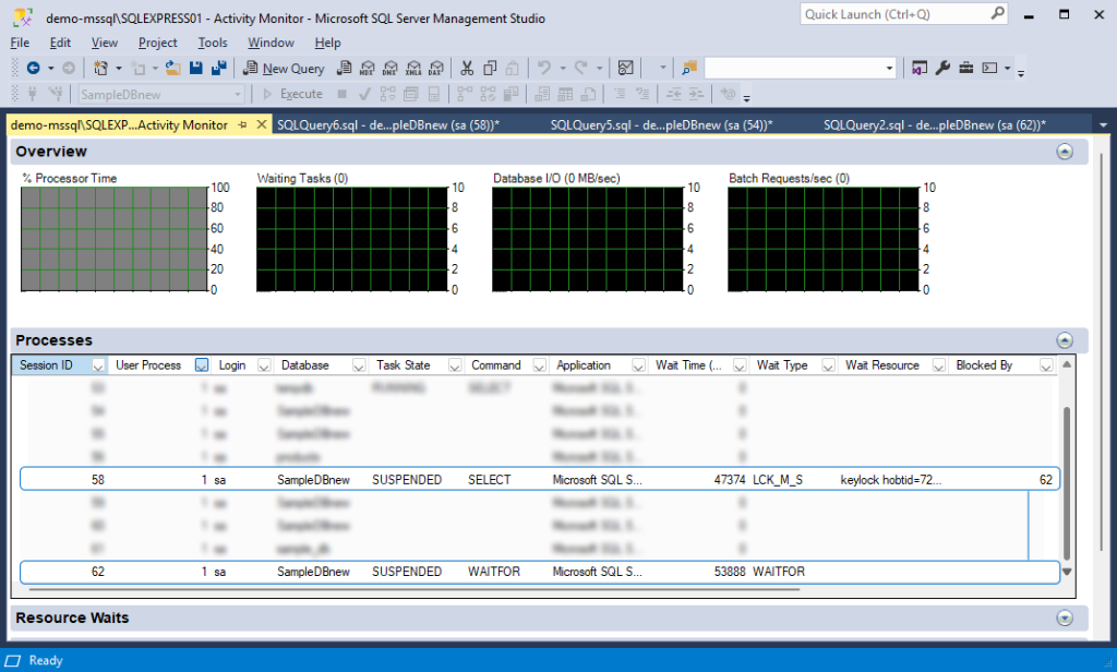 Use Activity Monitor to view blocked sessions