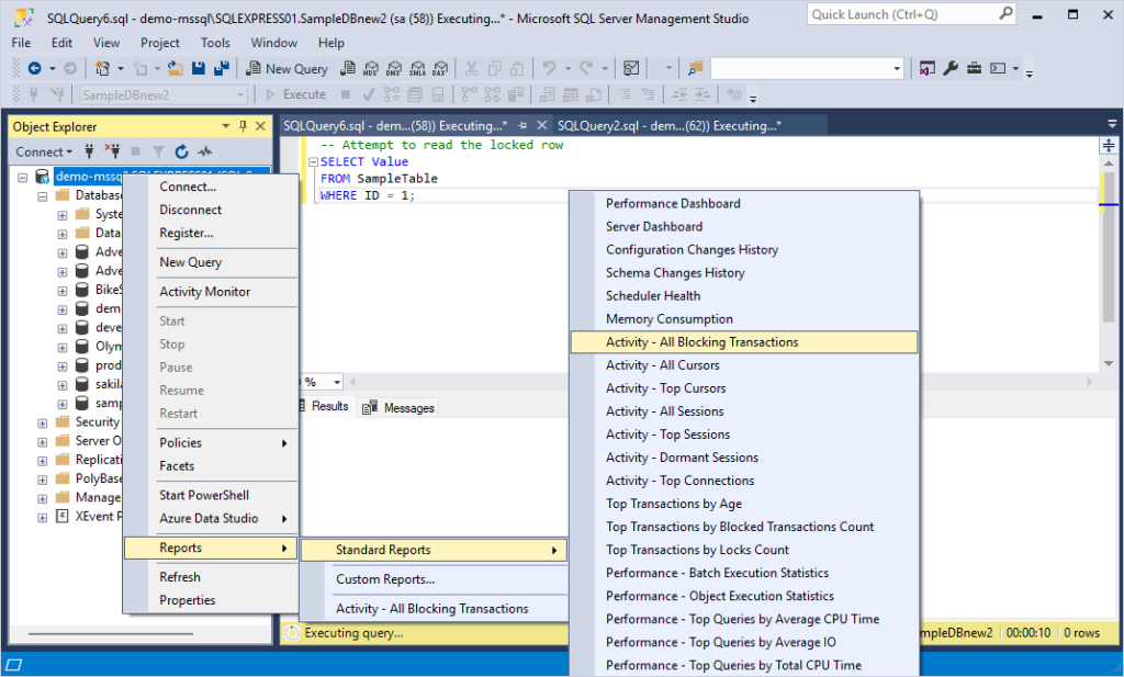 View all blocking transactions in SSMS