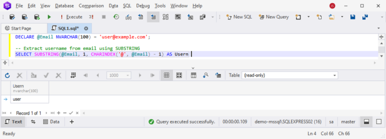 SUBSTRING() Function in SQL Server — Syntax and Examples
