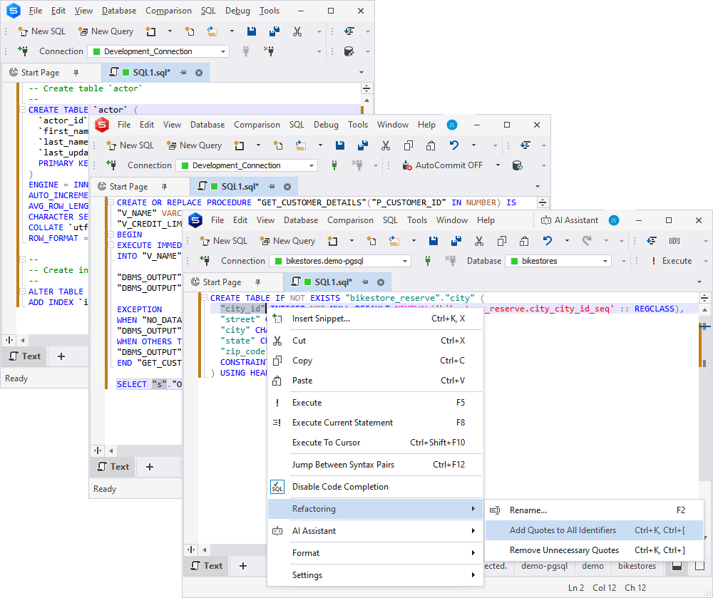 The enhanced SQL Editor in dbForge Studios