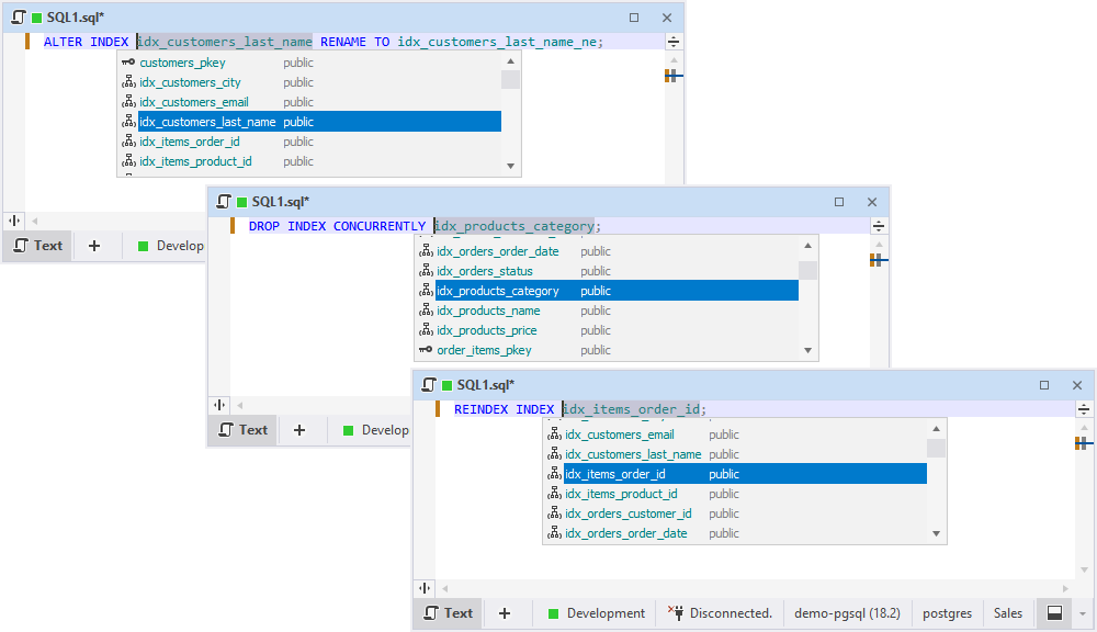 Suggestions of PostgreSQL index names